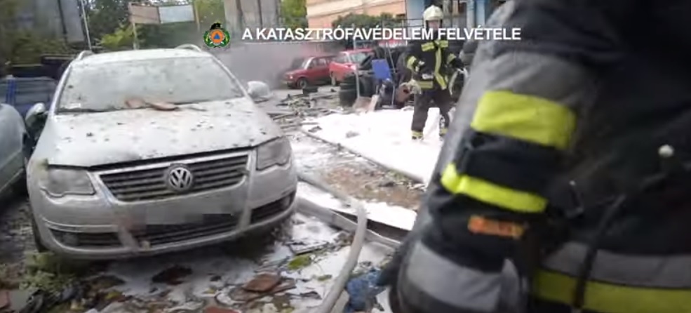 Videón a pusztítás – Így robbant fel az autószerelő műhely Kispesten