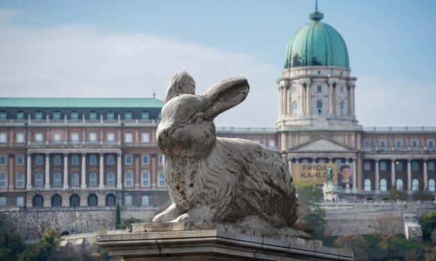 Váratlan változás a Lánchídon: kő-nyúl váltotta az oroszlánokat Húsvét alkalmából