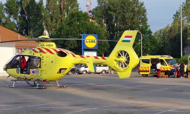Kizuhant egy 7 éves gyermek a negyedik emeletről, mentőhelikopter szállt le a közeli Lidl parkolójában