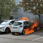 Lángolt egy elektromos autó Budaörsön, előzmény nélkül gyulladt ki a Renault Zoe a parkolóban