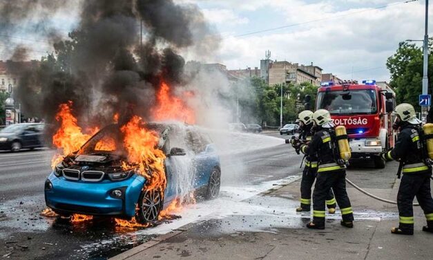 Nehezen lehet eloltani az elktromos autókat – Új eszközt kaptak a tűzoltók a rettegett villanyautó-tüzek oltásához